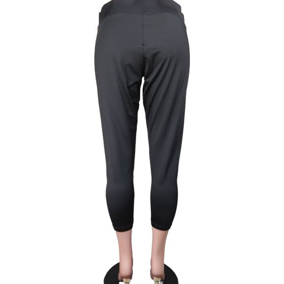 Joggers Cropped Pants Size Large Black with Yellow and Red Side Stripes - Picture 3 of 13